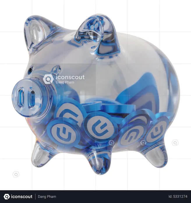 Dash (DASH) Clear Glass Piggy Bank  3D Icon
