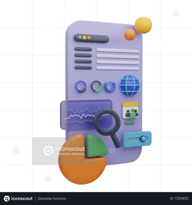 Dashboard für die mobile Websuche  3D Icon