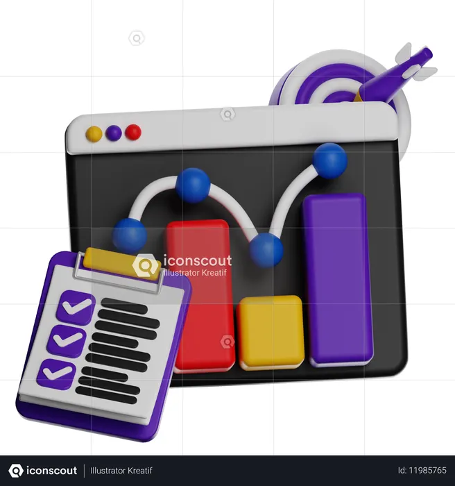 Data Analytics Dashboard  3D Icon
