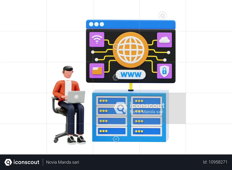 Data Center Server Support Service  3D Illustration