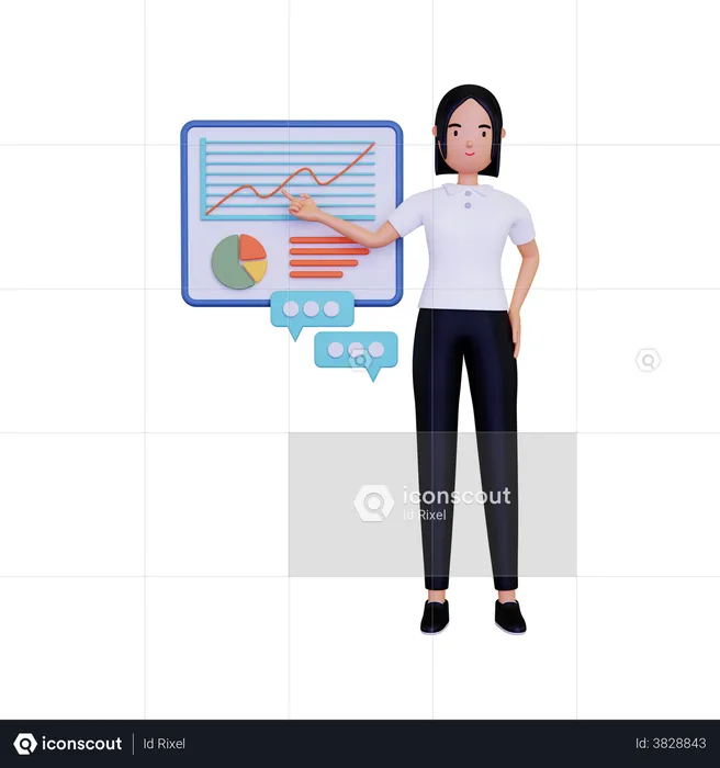 Data representation by female employee  3D Illustration