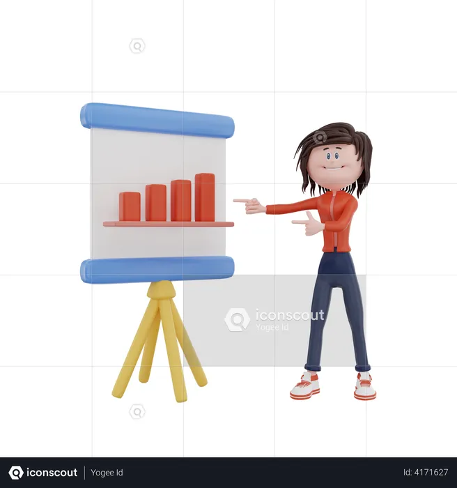 Data representation by female employee  3D Illustration