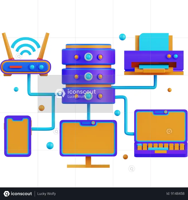 Database Device Connection  3D Icon