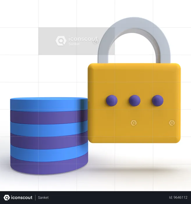 Database Padlock  3D Icon