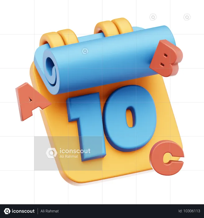 日付 10  3D Icon