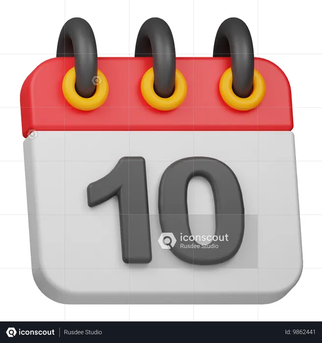 Date 10  3D Icon