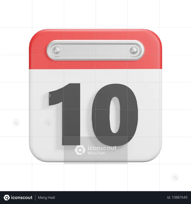 Date 10  3D Icon