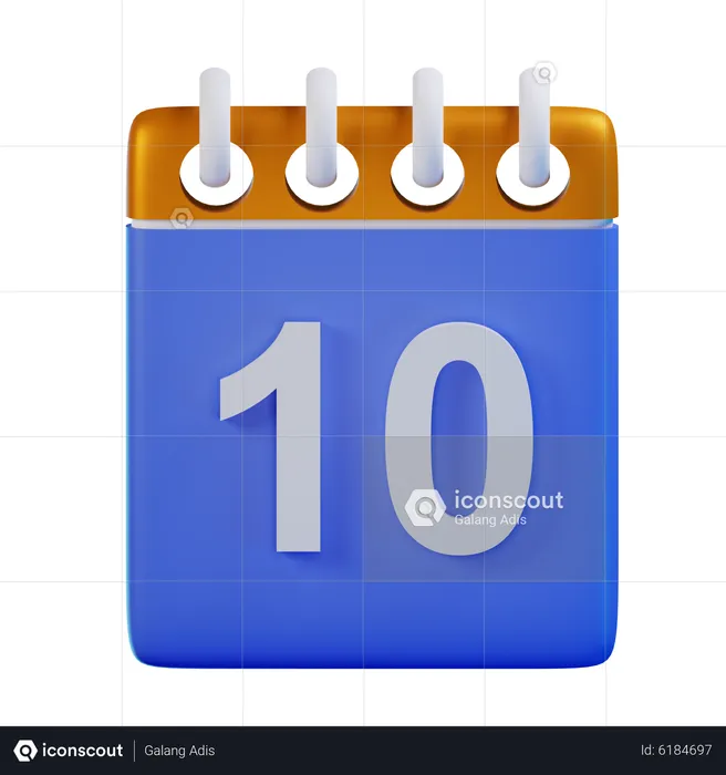 Date 10  3D Icon