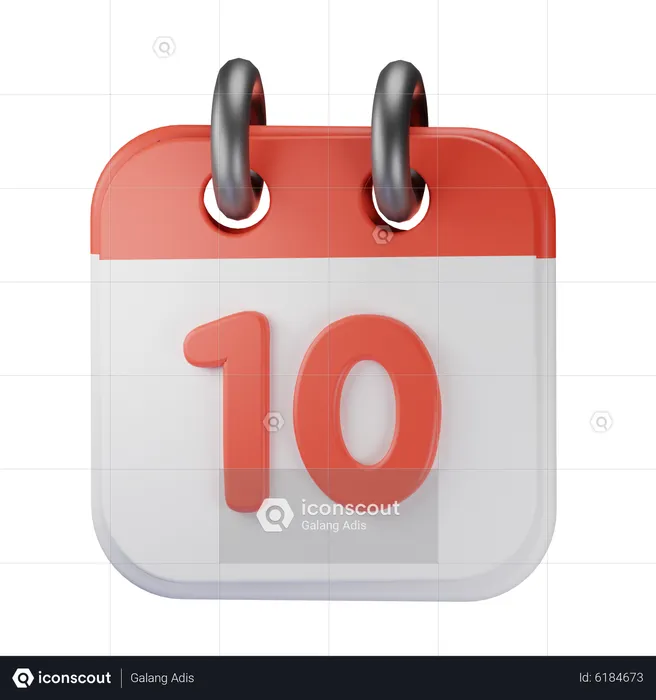 Date 10  3D Icon