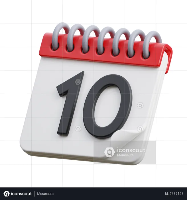 Date 10  3D Icon