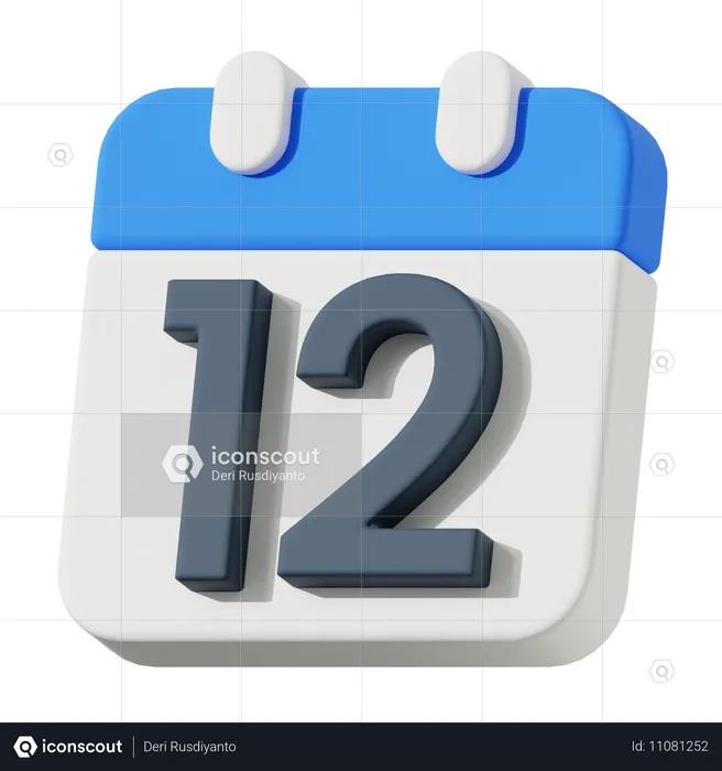 Date 12  3D Icon