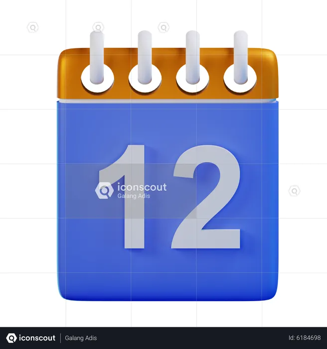 Date 12  3D Icon