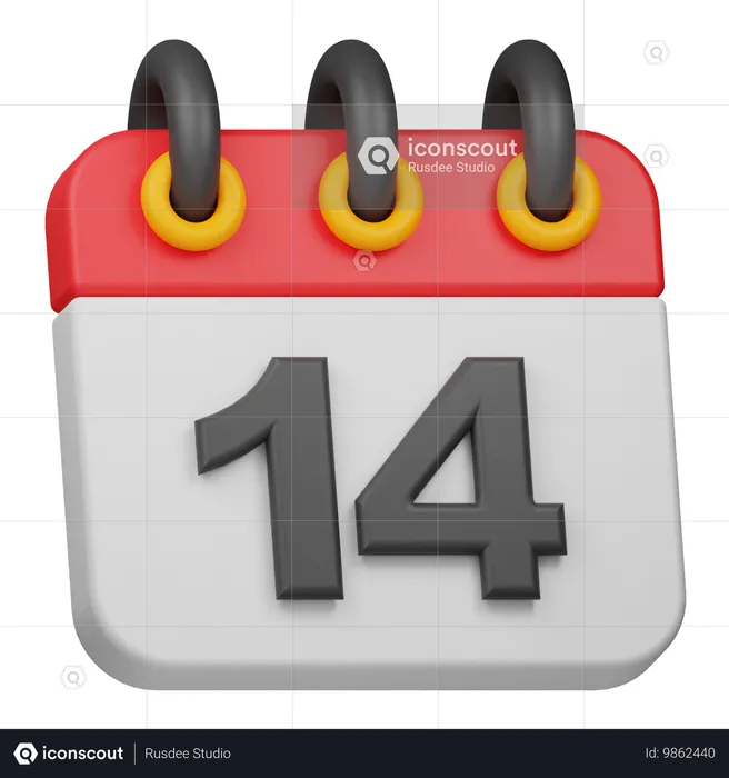 Date 14  3D Icon