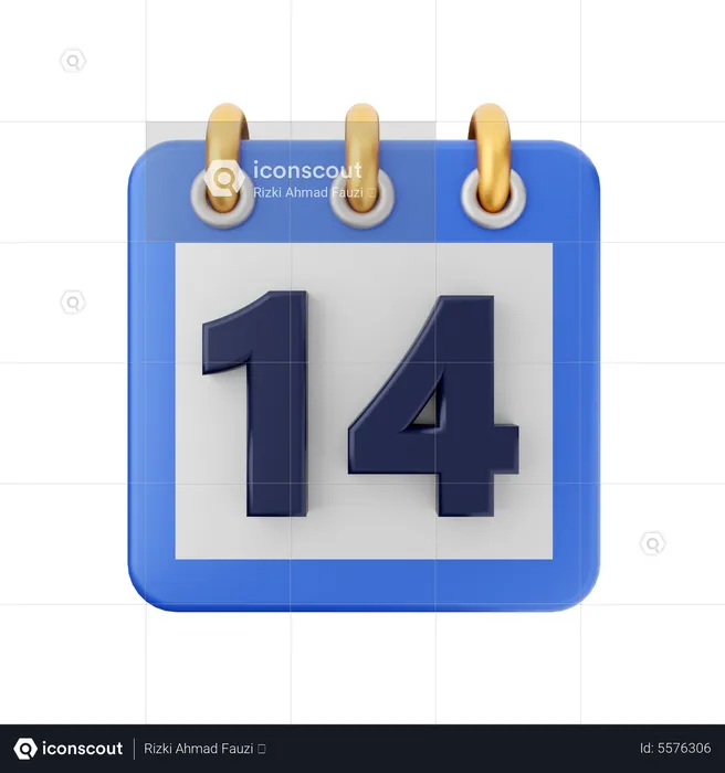 Date 14  3D Icon
