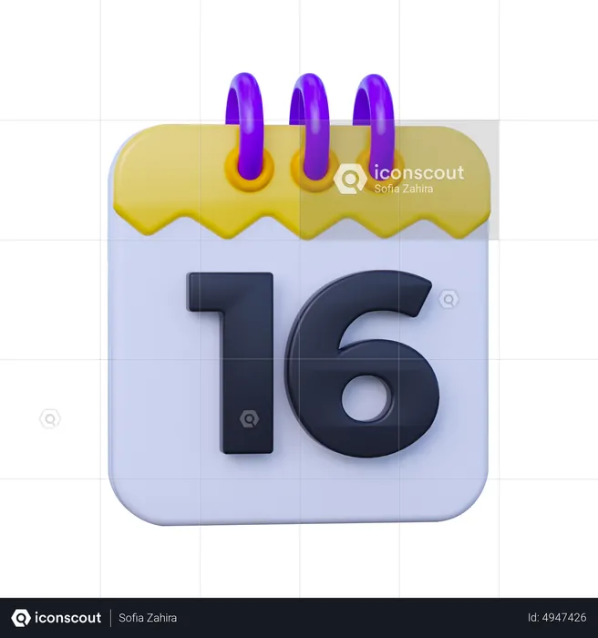 Date 16  3D Icon