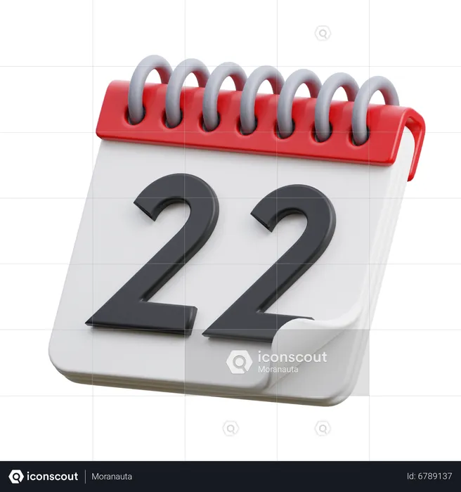 Date 22  3D Icon