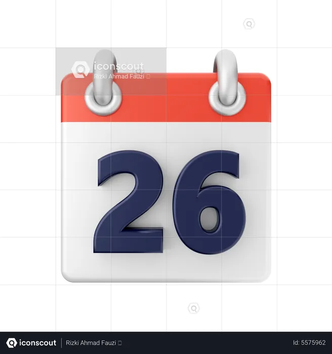 Date 26  3D Icon