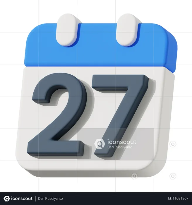 Date 27  3D Icon