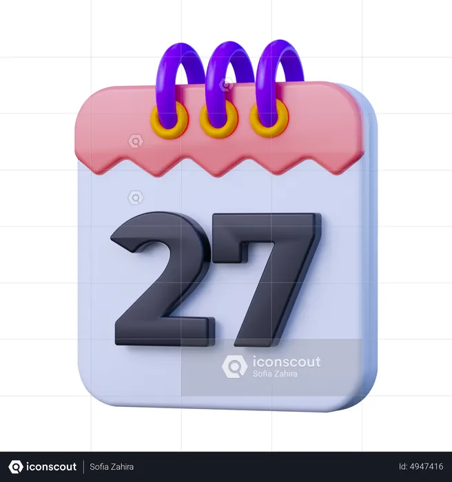 Date 27  3D Icon