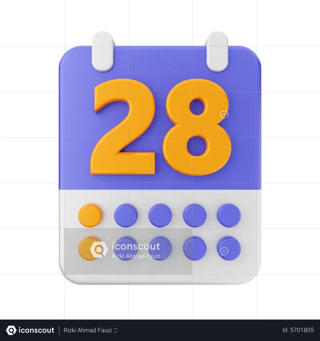 Date 28  3D Icon