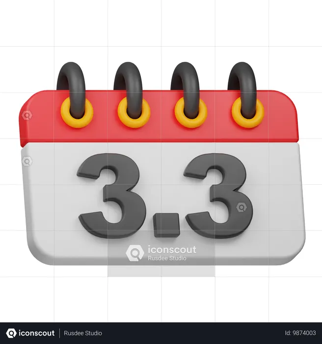 Date 3 3  3D Icon