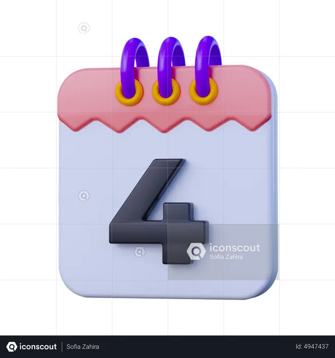 Date 4  3D Icon