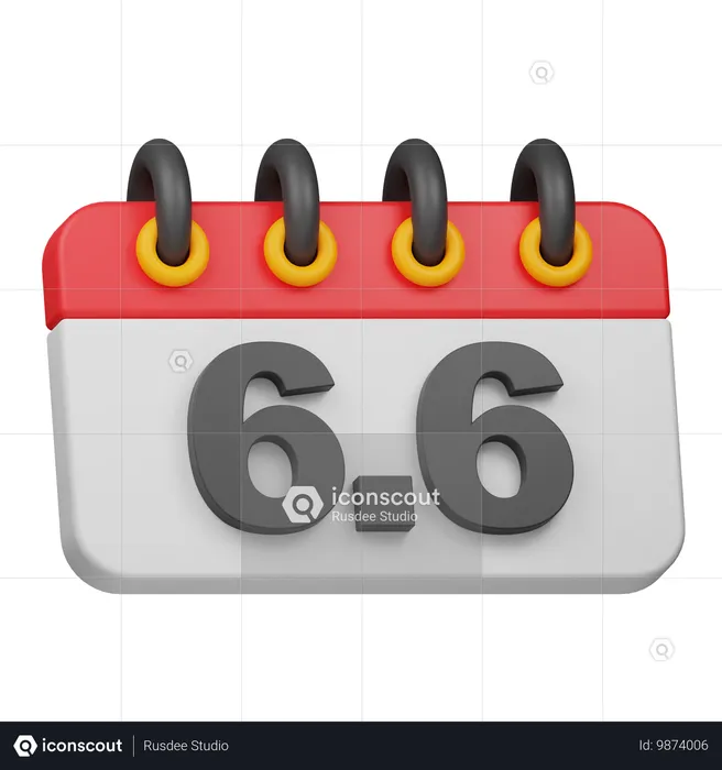 날짜 6 6  3D Icon