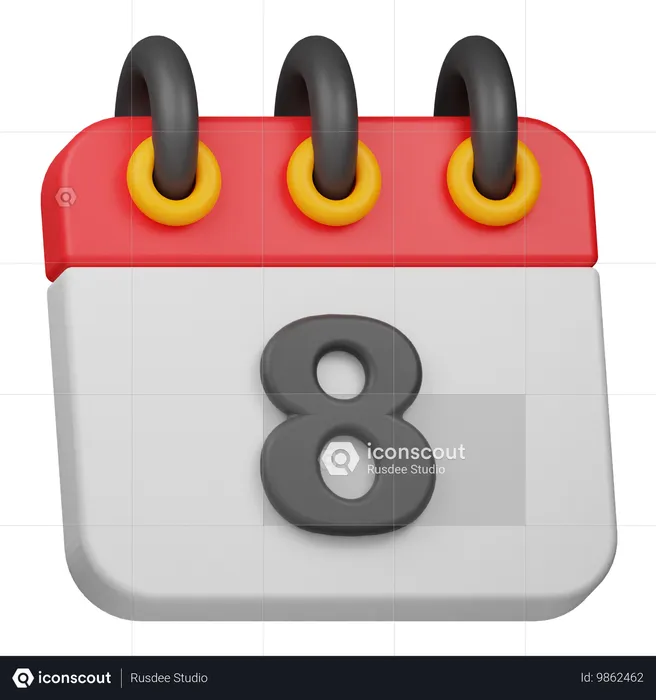 Date 8  3D Icon