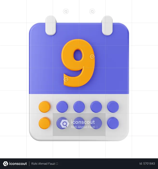 Date 9  3D Icon