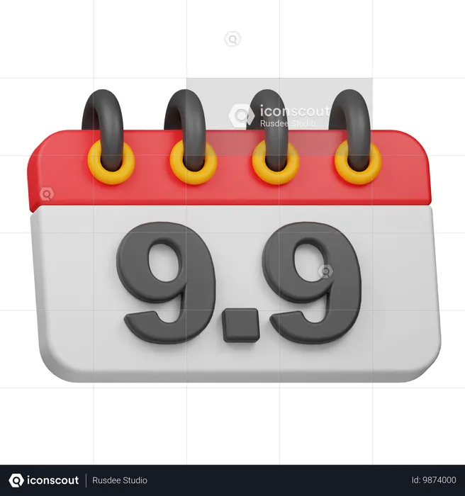 Date 9 9  3D Icon