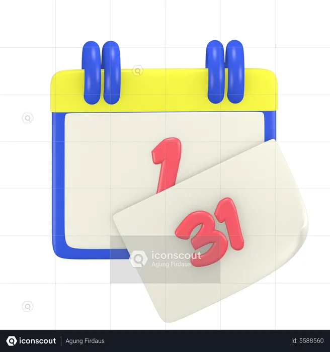 Date New Year  3D Icon