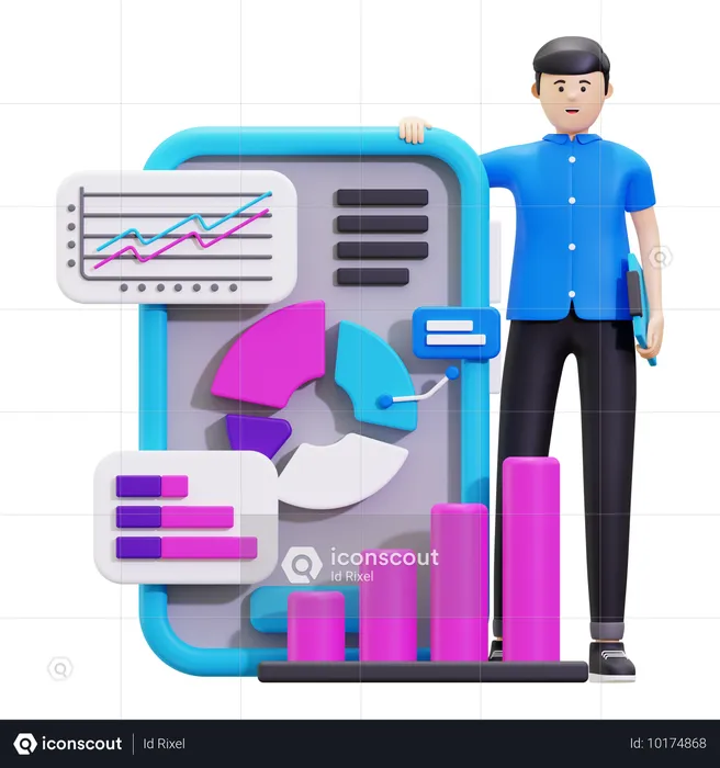 Datenanalyse- und Überwachungsbericht  3D Illustration