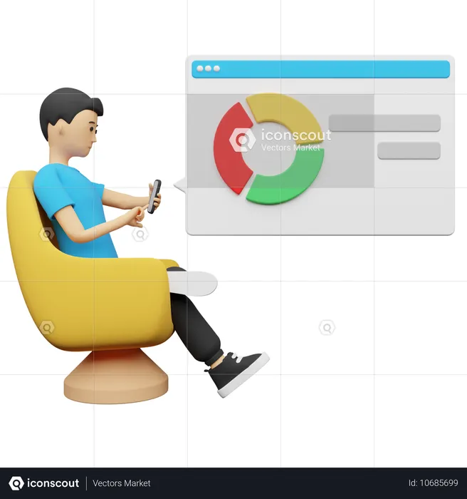 Datenanalyst erläutert Geschäftsdaten im Meeting  3D Illustration