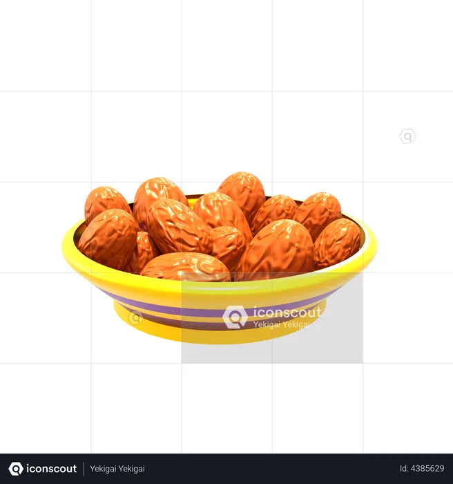 Dates Bowl  3D Illustration