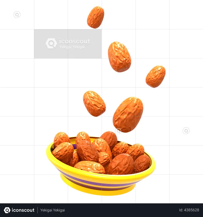 Dates Bowl  3D Illustration