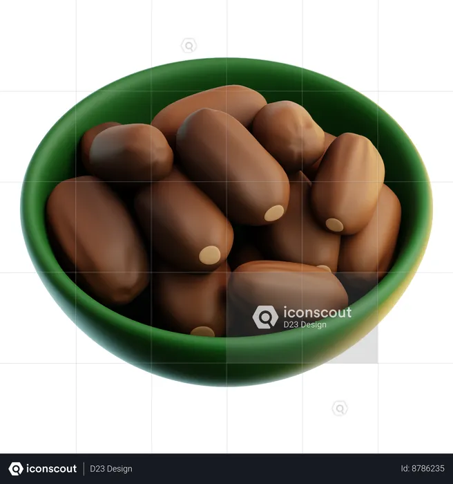 Dates Fruit Bowl  3D Icon