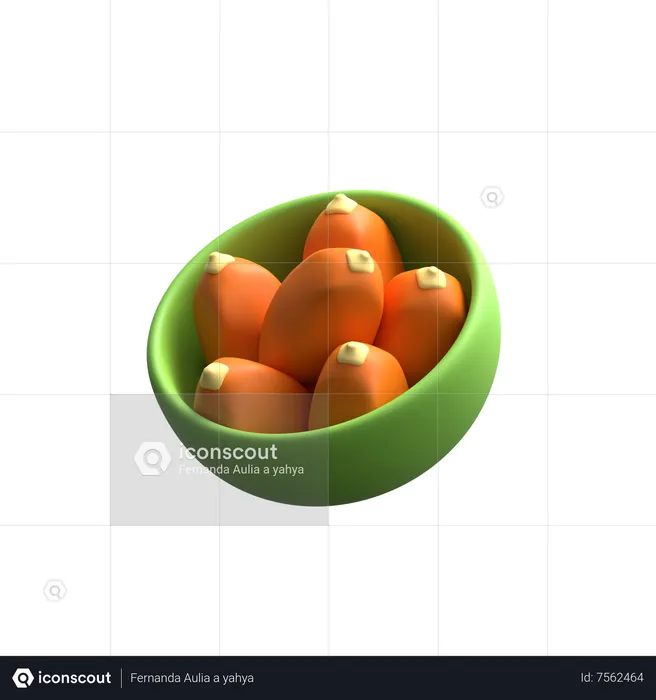 Dates Fruit In Bowl  3D Icon