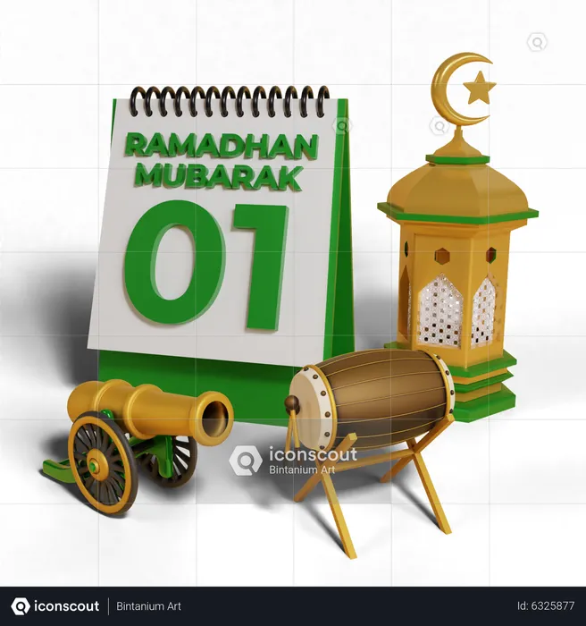Day 1 Ramadhan  3D Icon