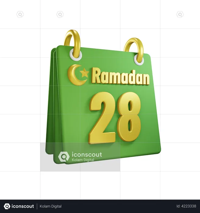 Day 28 Ramadan Calendar  3D Illustration