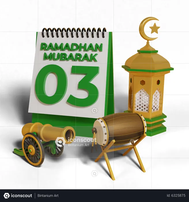 Day 3 Ramadhan  3D Icon