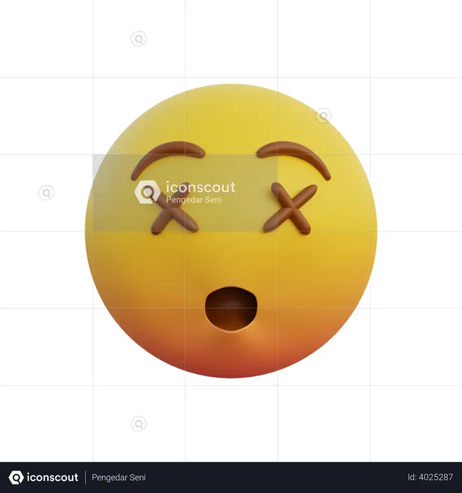 Dead face Emoji 3D Illustration