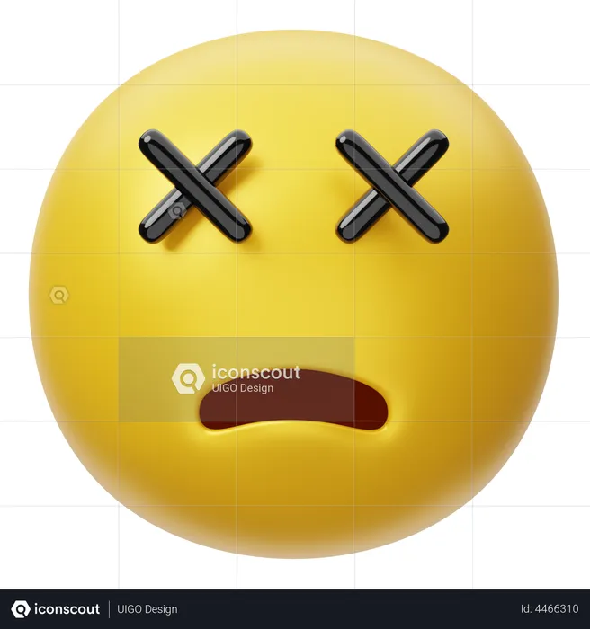 Dead Face Emoji 3D Illustration