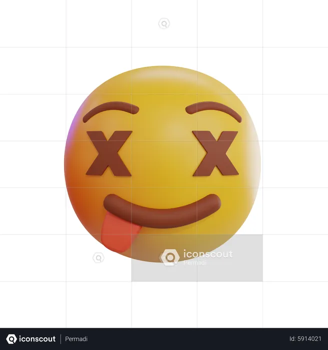 Dead Face and Sticking out Tongue Emoji Emoji 3D Icon