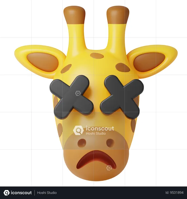 Dead Face Giraffe Emoji 3D Icon