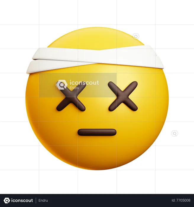 Dead Face With Bandage On Head Emoji 3D Icon