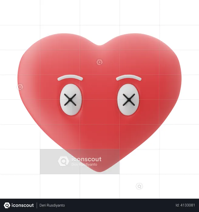 Dead Heart Emoji 3D Icon
