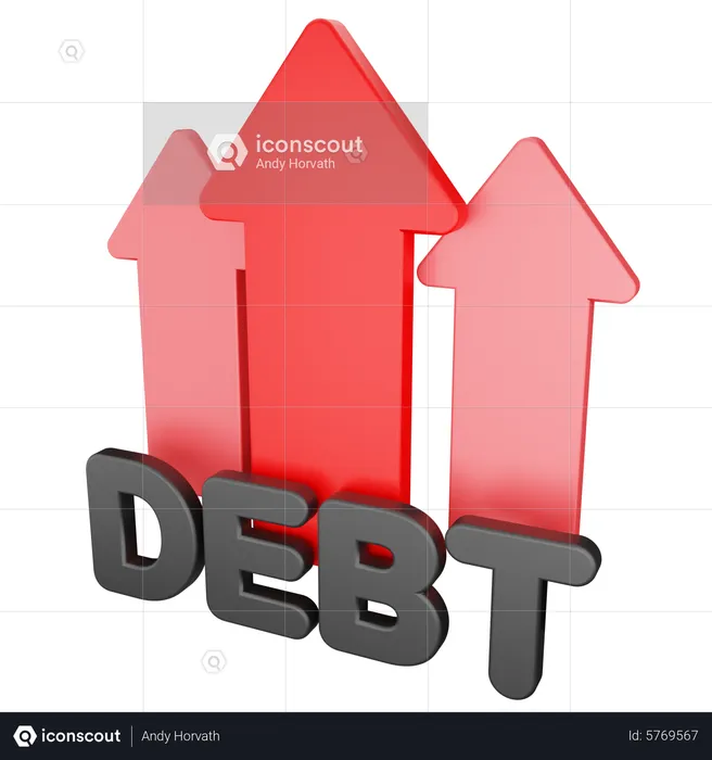 Debt Up Recession  3D Icon