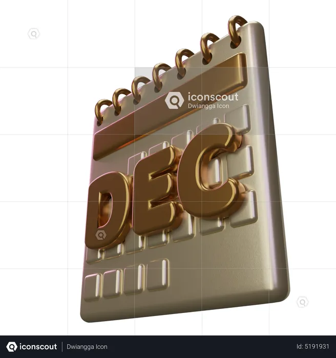 December Month Calendar  3D Icon