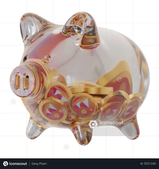 Decentraland (MANA) Clear Glass Piggy Bank  3D Icon