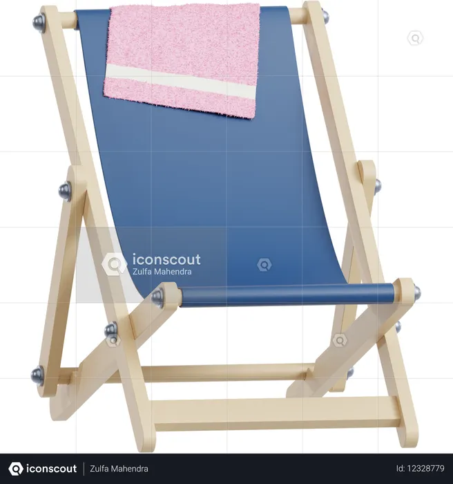 Deck Chair with Beach Towel  3D Icon